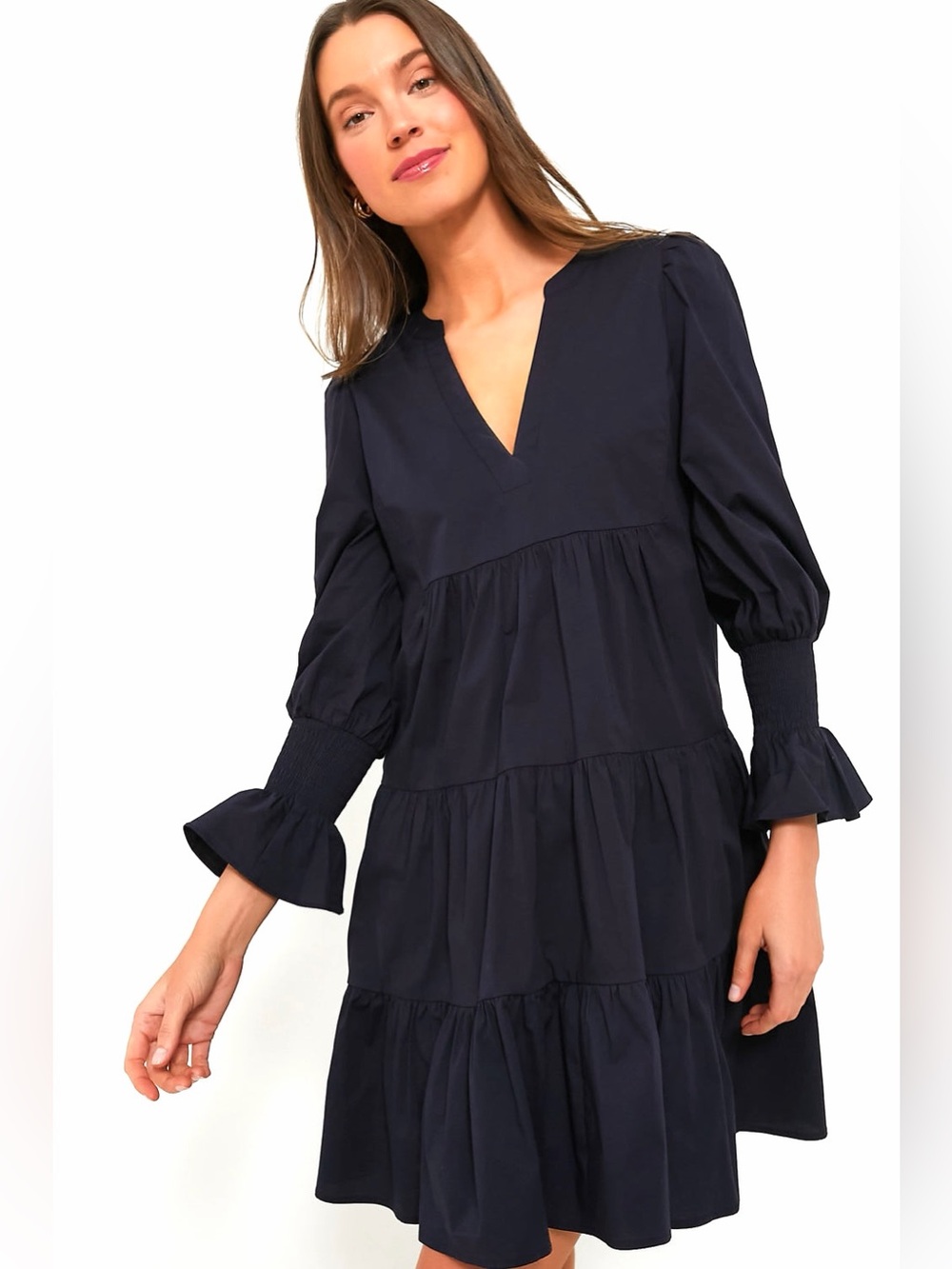 Tuckernuck Pomander Place Crepe Kenzo Dress Long Sleeve In Navy Blue Size L